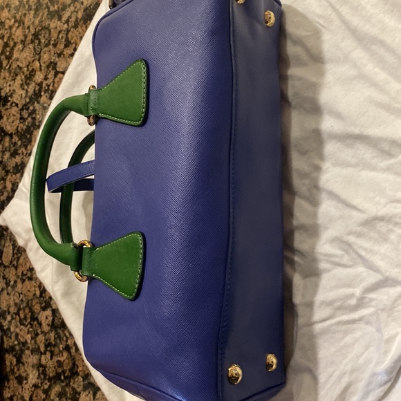 Prada Tote Bag Leather Blu shoulder Bag - Picture 9 of 9